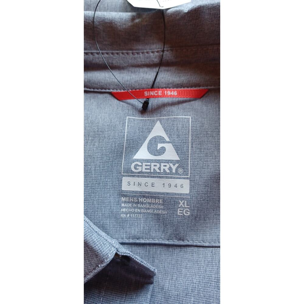 NWT Gerry Men's XL Gray Short Sleeve Tech Button Up Shirt Stretch Quick Dry - Picture 7 of 9